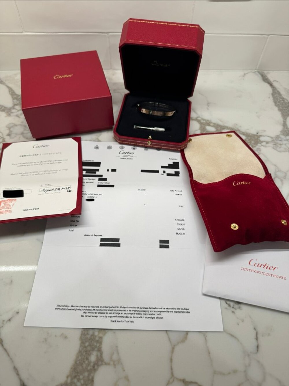 Cartier White Gold Love Bracelet 2024 PRISTINE UNWORN Size 19